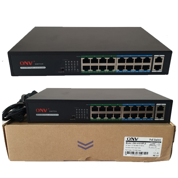 Switch Poe 16 Port ONV H1016PLS 16x10/100M PoE Port + 2 Uplink Port-HÀNG CHÍNH HÃNG