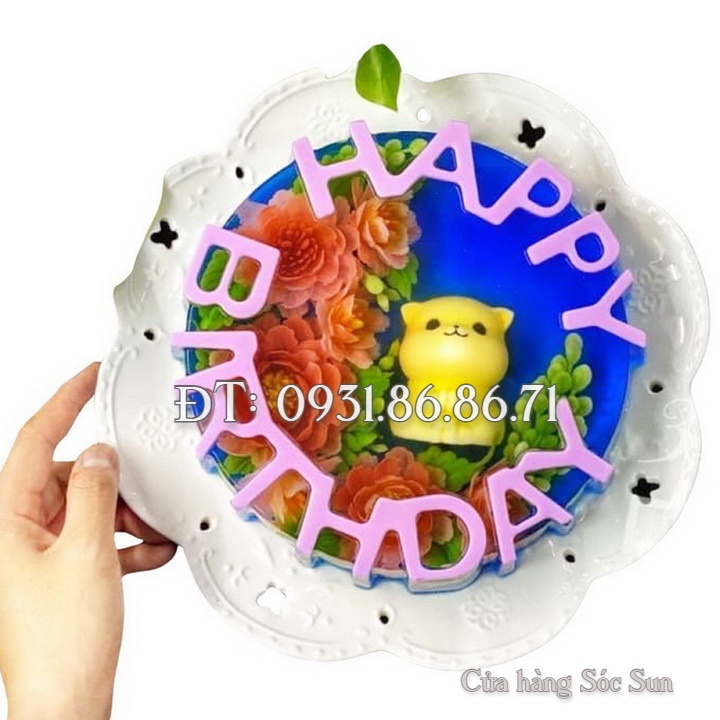 Khuôn silicon sinh nhật Happy Birthday loại 20 cm - Mã số 1034