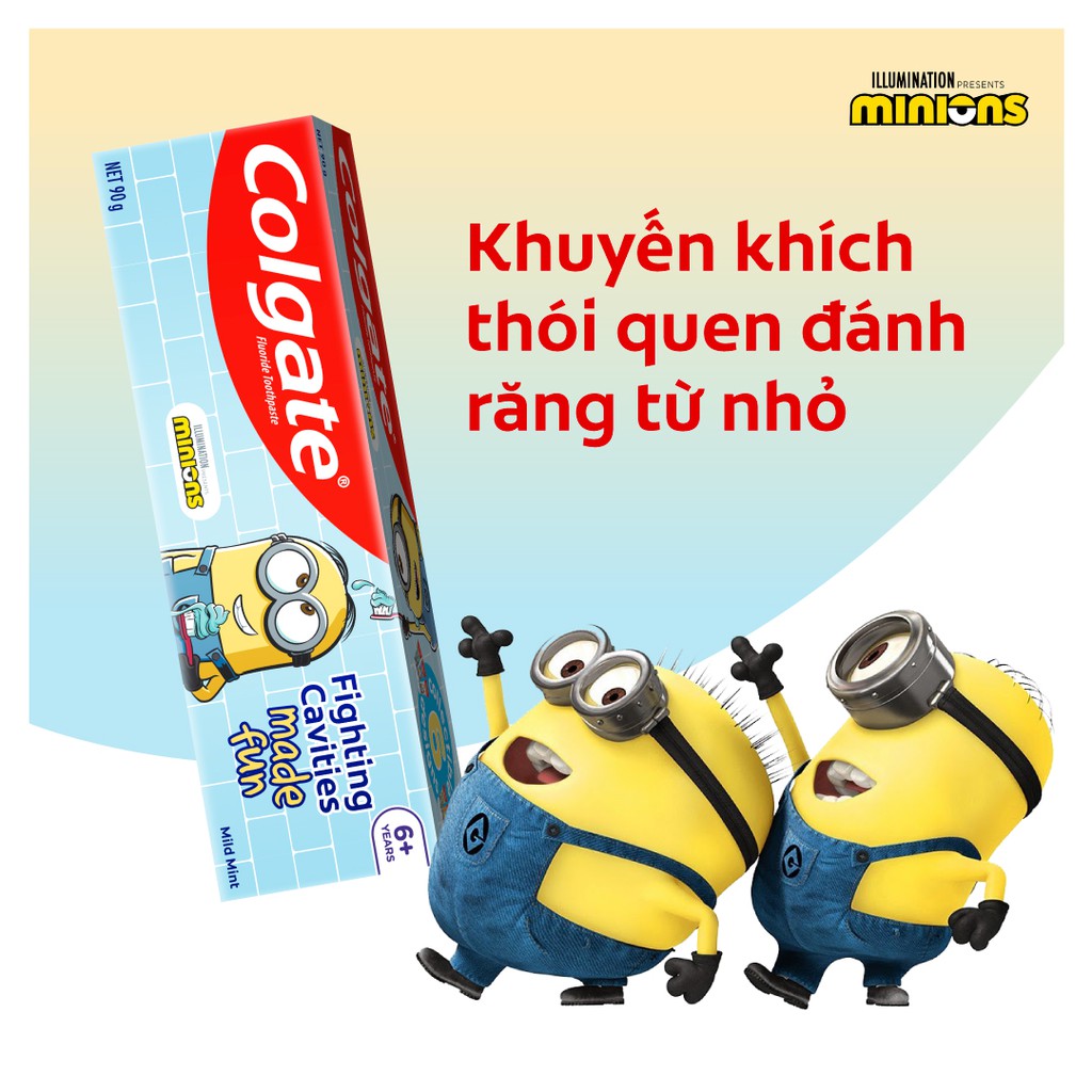 Bộ 2 kem đánh răng 90g và bàn chải Colgate cho trẻ em Minion