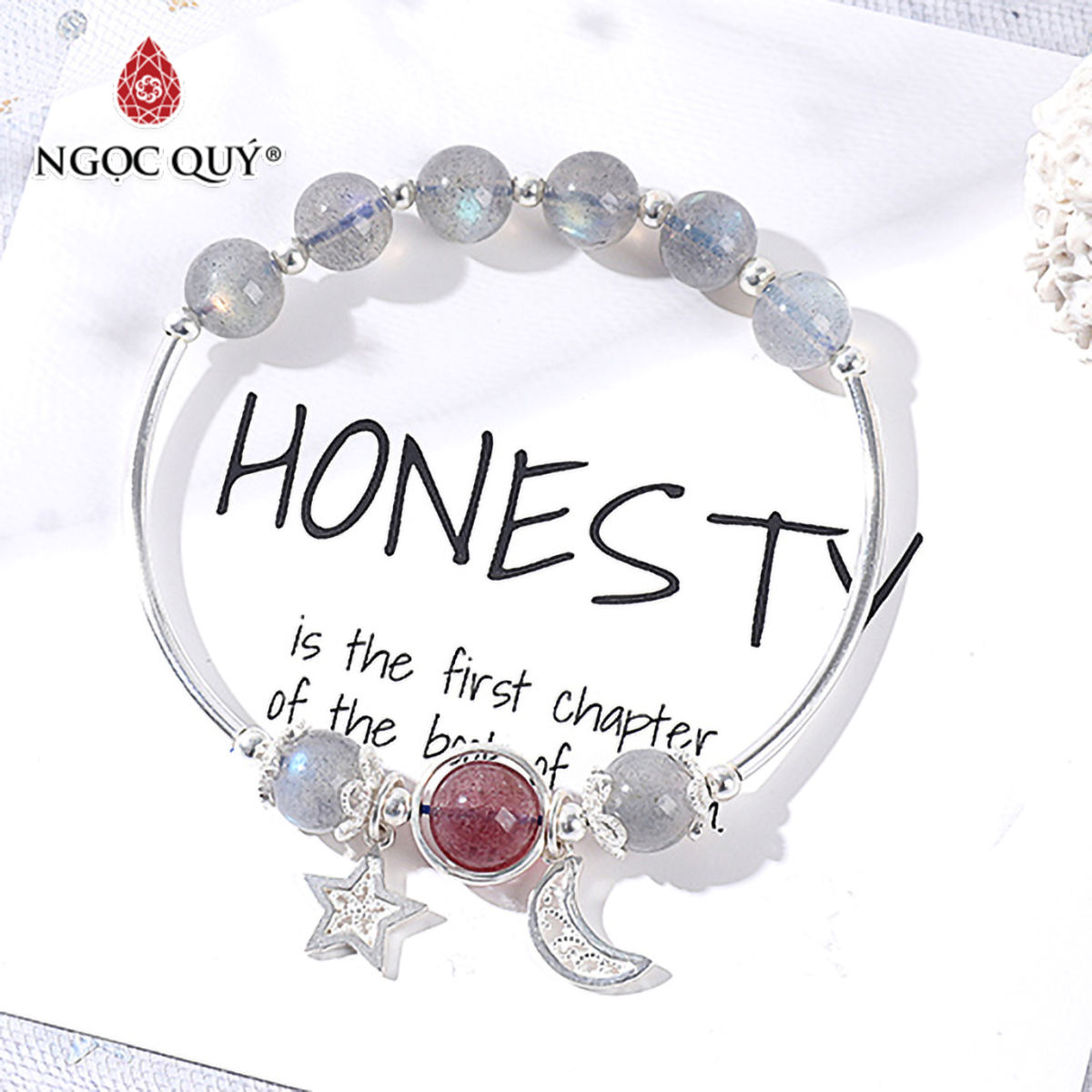 Vòng tay đá thiên nhiên phối charm bạc trắng - Ngọc Quý Gemstones