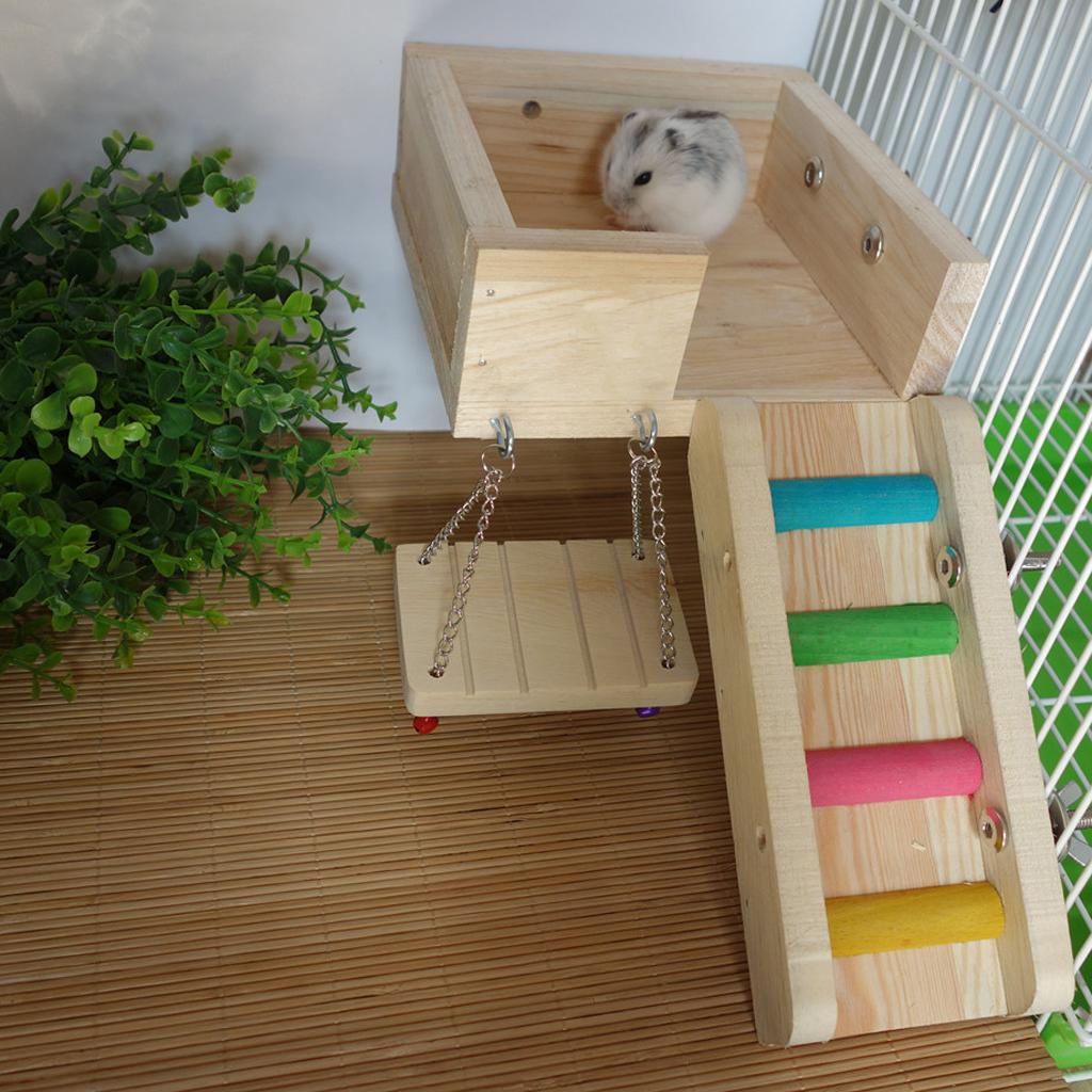 Wooden Swing Ladder Platform for Mouse, Chinchilla, Rat, Gerbil and Hamster