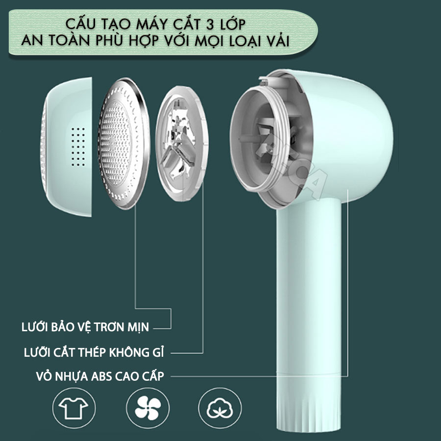 Máy cắt lông xù quần áo không dây Kemei KM-2720 thiết kế 6 lưỡi cắt thông dụng cắt lông xù nhiều loại vải - Chính hãng