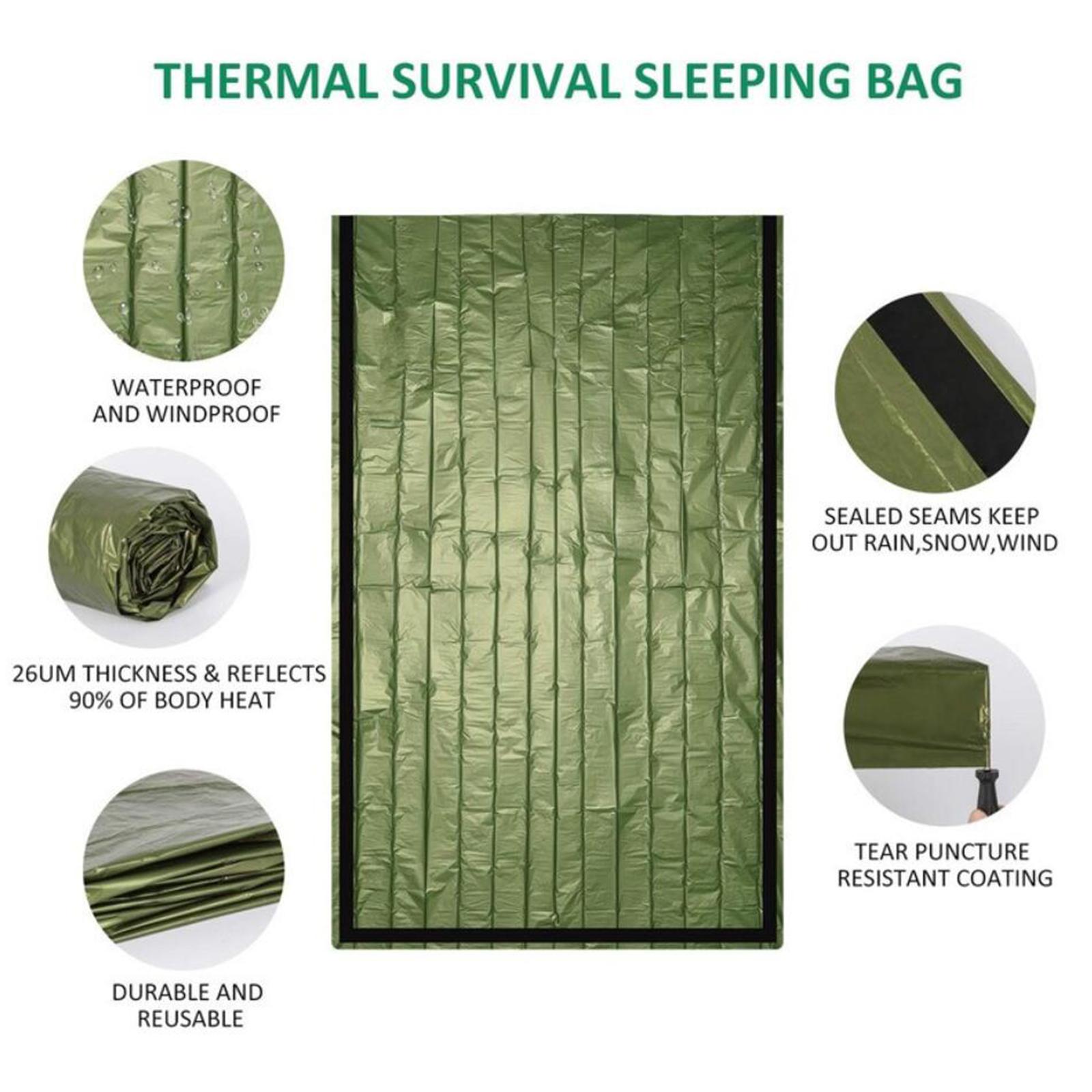 Emergency Sleeping Bag, Lightweight Emergency Bivy Sack Thermal Survival Blanket Compact Waterproof Multi-use Survival Gear for Outdoor,Hiking,Camping