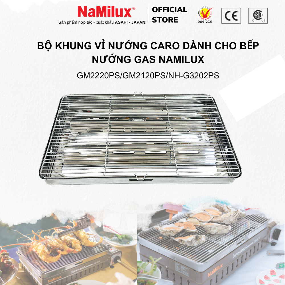 Bộ Khung Có Kèm Vỉ Nướng Inox Dùng Cho Các Loại Bếp Nướng NaMilux GM2120PS/GM2520PS/GM2220PS/GM3053PF - Hàng Chính Hãng