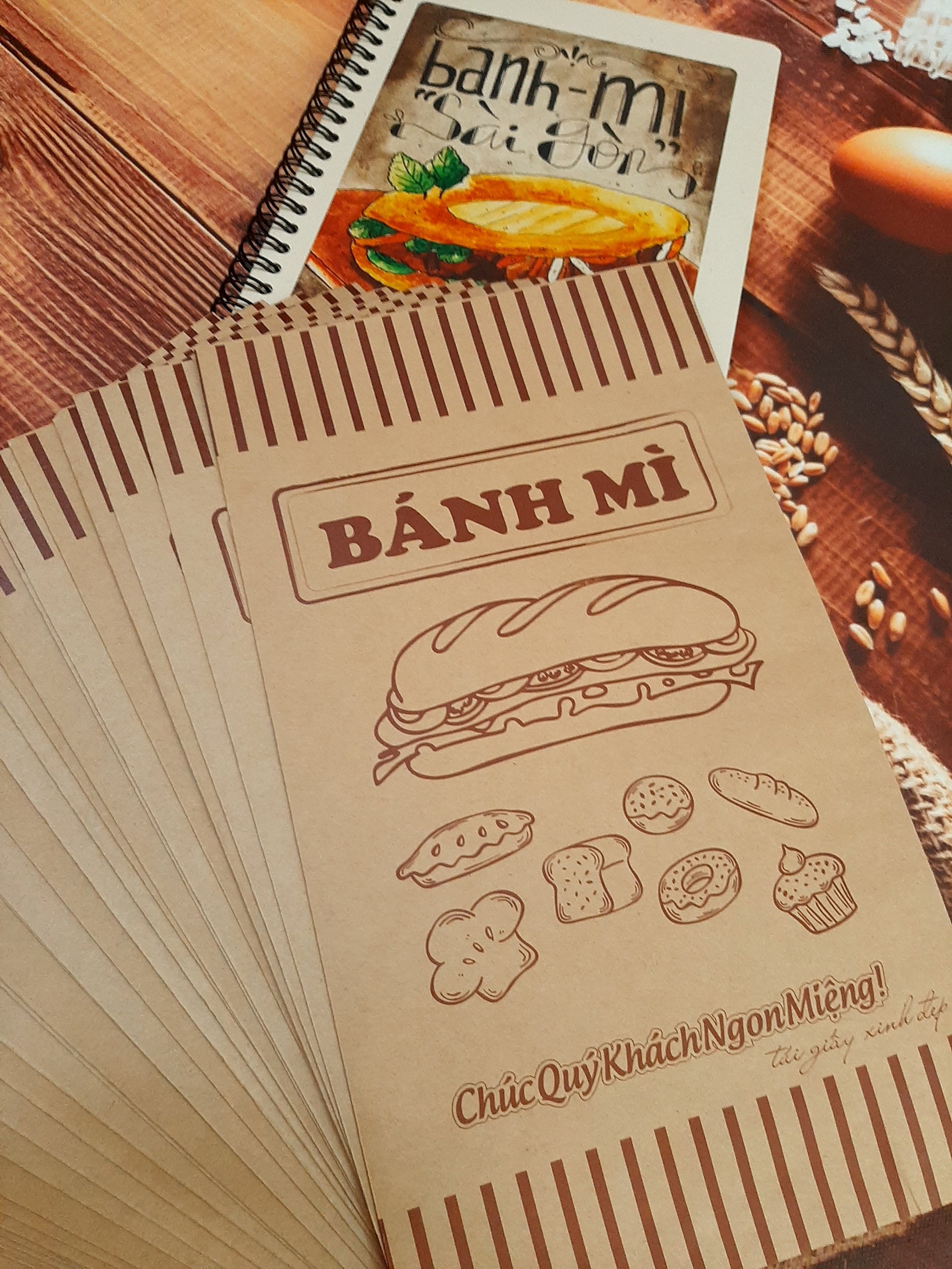 100 Túi Giấy Kraft Đựng Bánh Mì 14 x 25cm