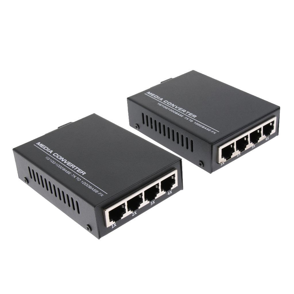 2x 1000M Gigabit Ethernet Optic Fiber Transceiver 25Km RJ45 for 4xHD Cameras