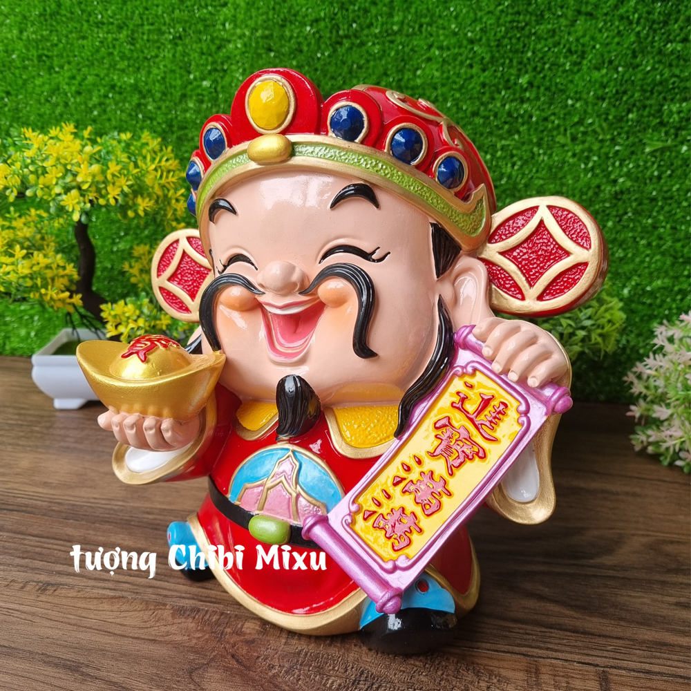 Tượng Thần Tài 22.5cm mẫu thỏi vàng Chiêu Tài Tấn Lộc