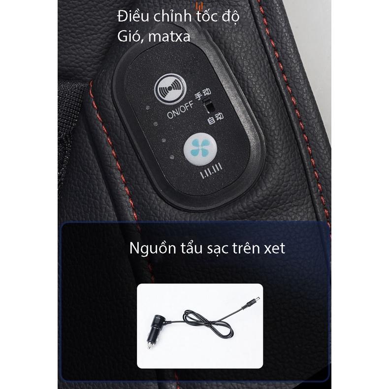 Đệm quạt điều hoà trên xe hơi - Bộ lót ghế ô tô làm mát vùng lưng và mông cao cấp bằng hệ thống 16 quạt gió