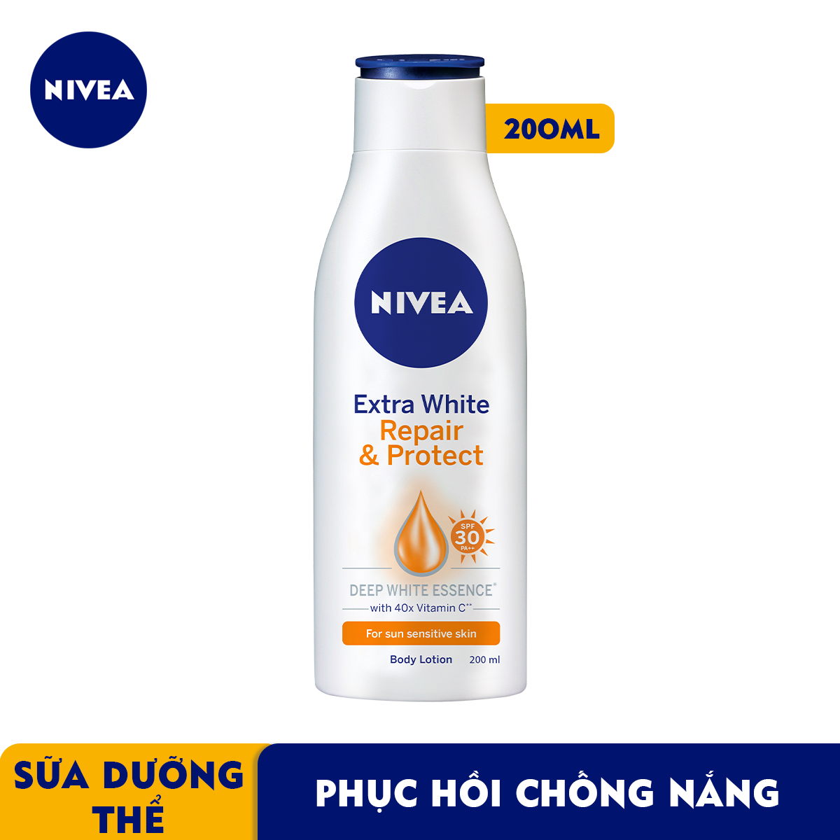 Sữa Dưỡng Thể Dưỡng Trắng NIVEA Giúp Phục Hồi &amp; Chống Nắng SPF 30 (200ml) - 88310