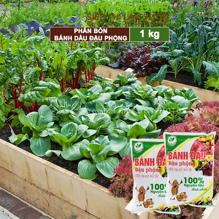 Bánh Dầu Đậu Phộng Greenhome, Bao 1kg, Phân Bón Hữu Cơ Hàm Lượng Đạm Cao, Chuyên Hoa, Rau, Củ, Quả, Kiểng