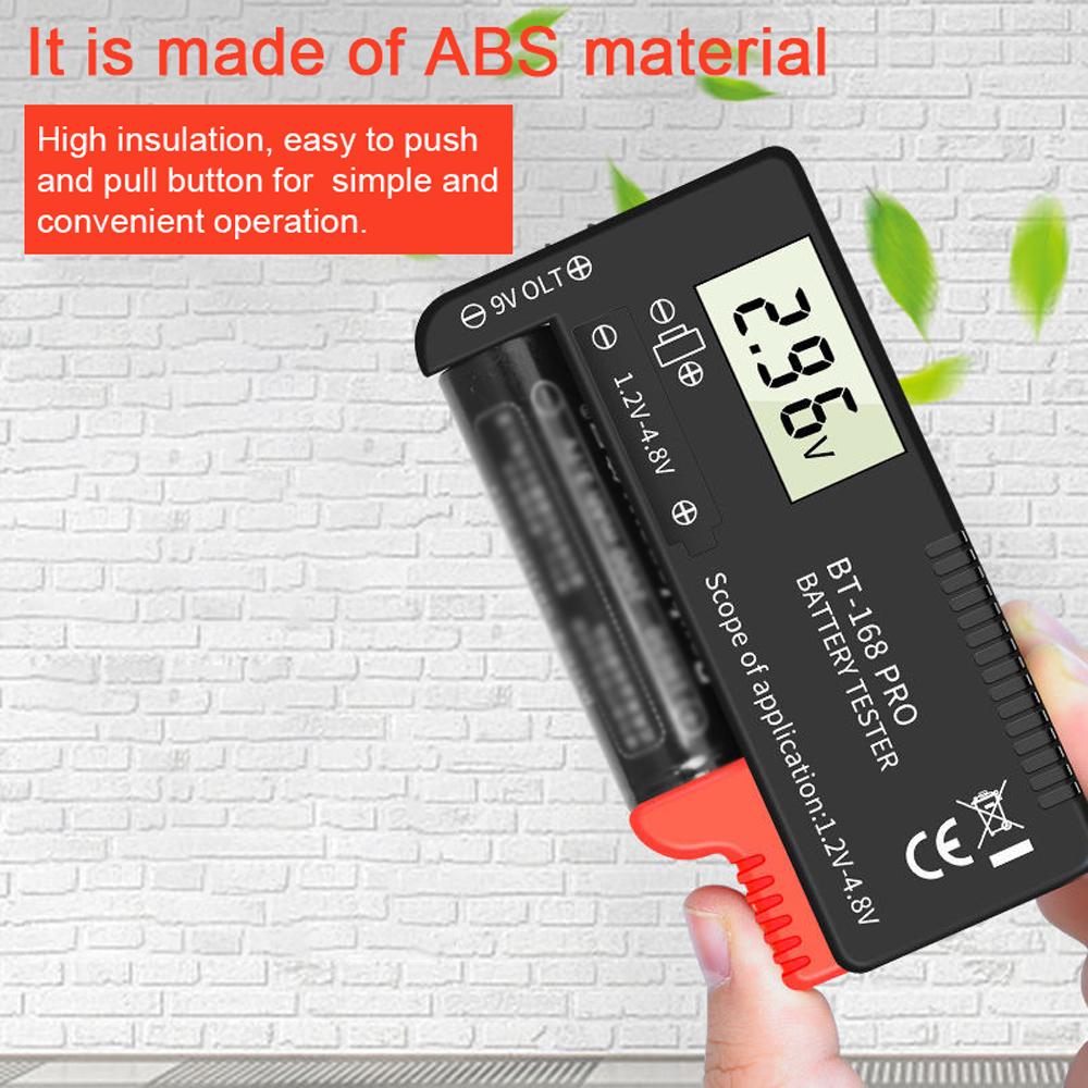 168 PRO Digital Display Universal Battery Tester Portable Battery Capacity Indicator Practical Battery Level Checker Voltage Meter Electric Quantity Monitor Detector for 9V 1.2V-4.8V Battery