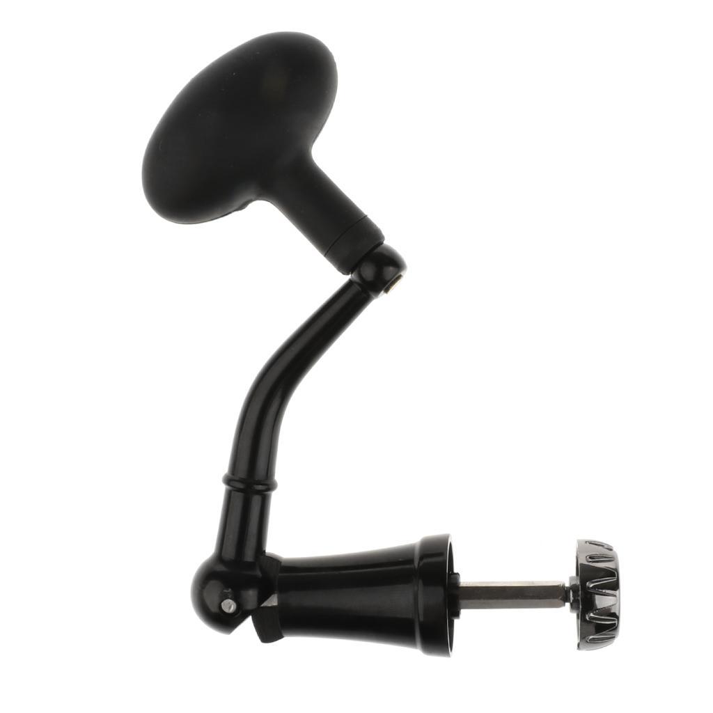 2xFishing Reel Handle with Knob Folding Handle Rocker Arm L Black