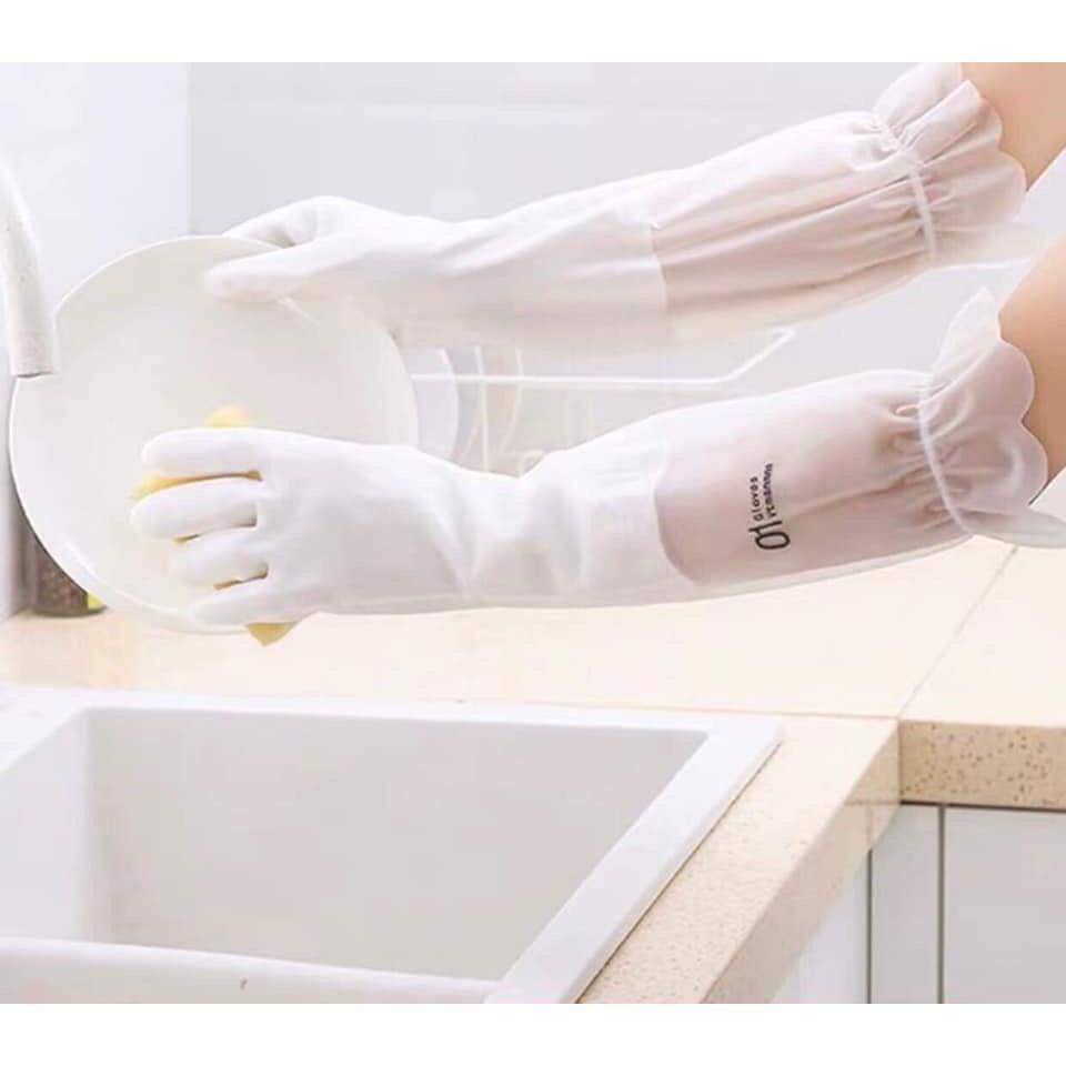 Găng tay cao su siêu dai dài siêu bền có thun chống tuột lót nỉ shop Movava GTCS3