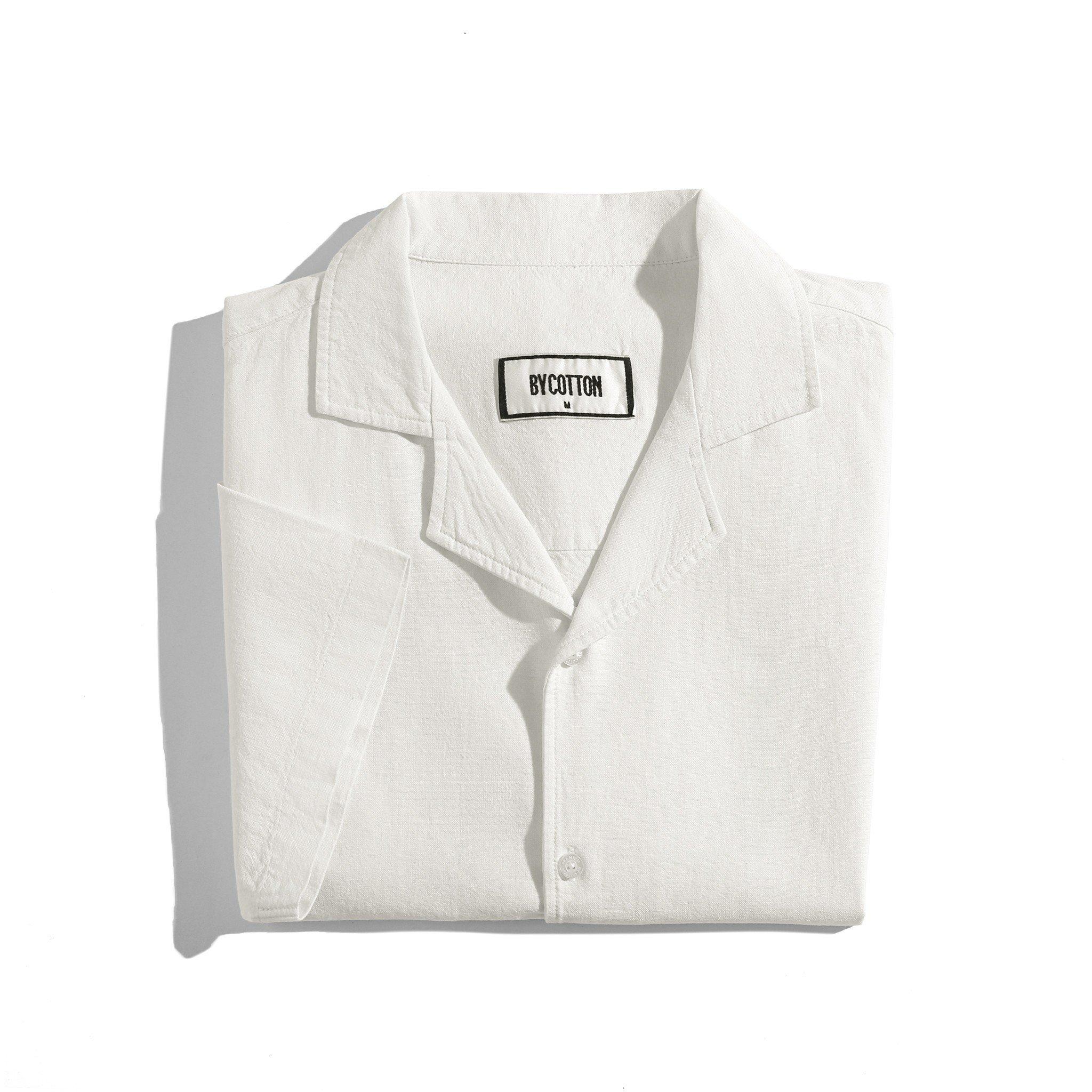 Áo Sơ Mi LINEN Tay Ngắn White BY COTTON