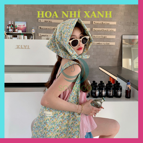 [MẪU MỚI]- Khăn Lụa Vuông Cao Cấp Họa Tiết Hoa Nhí 70x70cm, Phong Cách Hàn Quốc- Khăn Turban Bandana Choàng Cổ