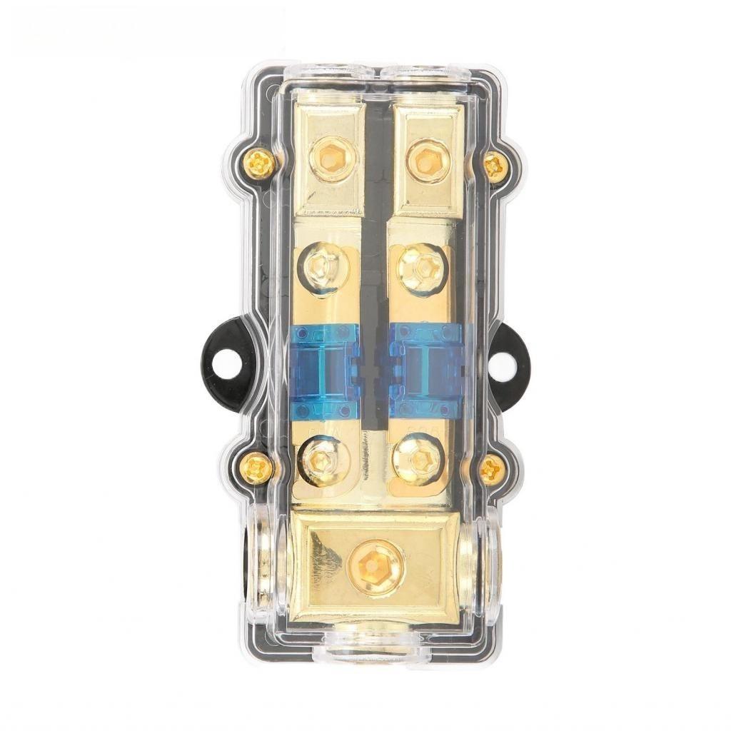 Cầu chì ANL 100A chia nguồn ô tô 1 ra 2  tự ngắt có bảng hiển thị điện áp Led mạ vàng 24K cao cấp