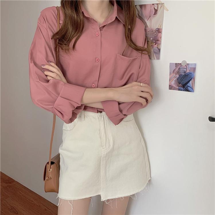 Áo sơ mi, Áo sơ mi dài tay nữ phom rộng basic các màu thời trang sang trọng ulzzang vintage hàn quốc cao cấp AO004