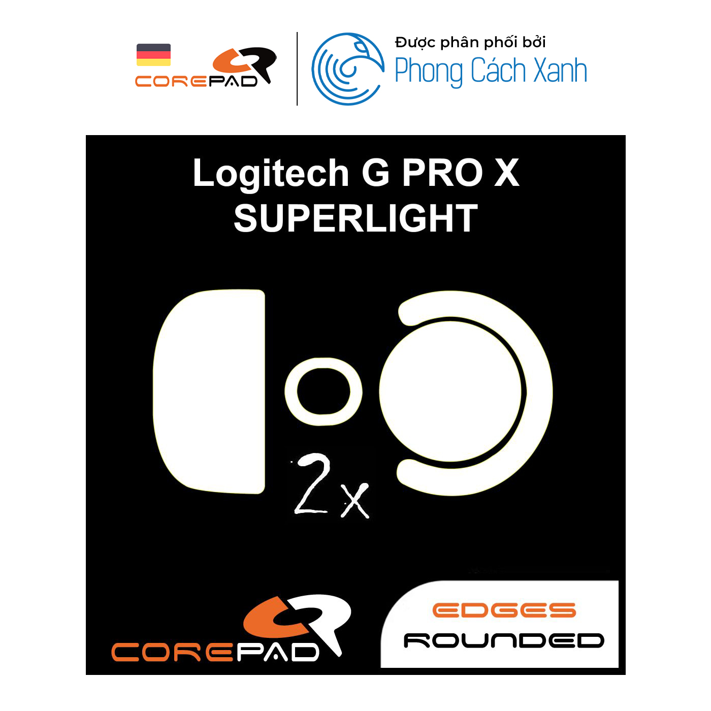 Feet chuột PTFE Corepad Skatez PRO dành cho Logitech G PRO X SUPERLIGHT 1 Wireless (2 bộ) - Hàng Chính Hãng