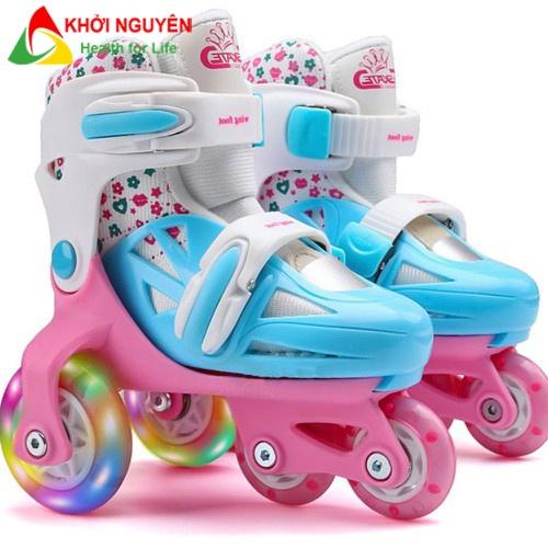 Giày trượt patin trẻ em LEYA cho bé từ 2-5 tuổi, tặng kèm bảo hộ chân tay, 3 hàng bánh trượt được luôn Khởi Nguyên Sport