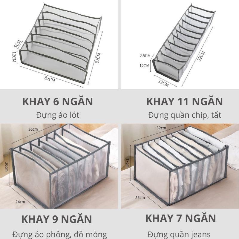 Túi vải đựng quần áo chia ngăn, hộp đựng đồ lót tất vớ gấp gọn tiện dụng tiết kiệm không gian