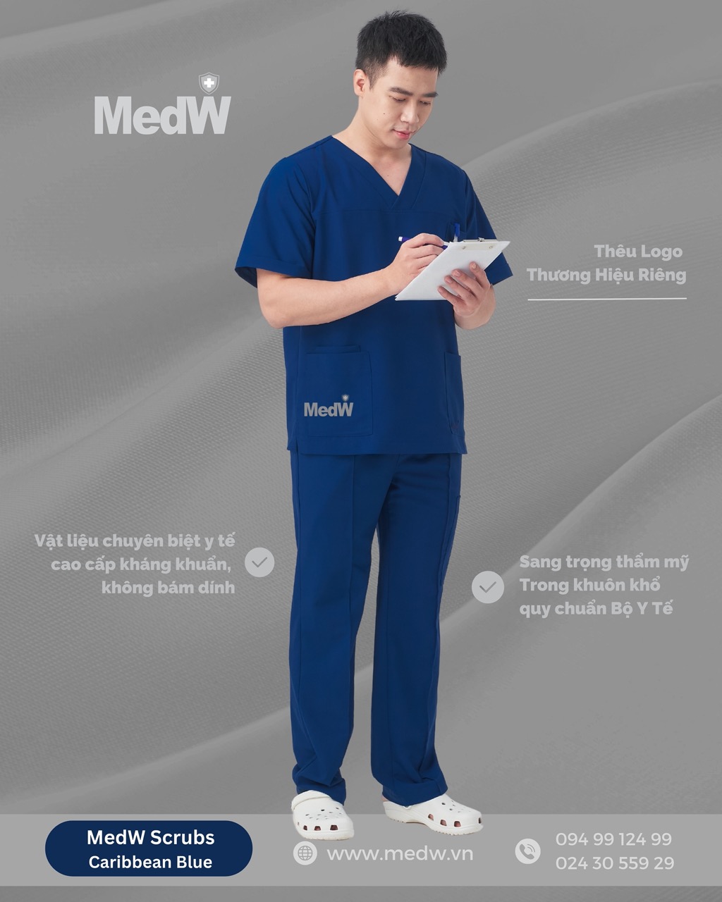 MedW Zeus Scrubs Y Tế (Nam) Xanh Caribbean Bộ Trang Phục Y Tế Bác Sĩ Điều Dưỡng Phòng Khám Bệnh Viện Thẩm Mỹ Spa Thiết Kế Cách Tân Trang Trọng Vật Liệu Chuyên Biệt Y Tế Không Bám Dính Không Nhăn Mềm Êm Xếp Ly Giữ Dáng