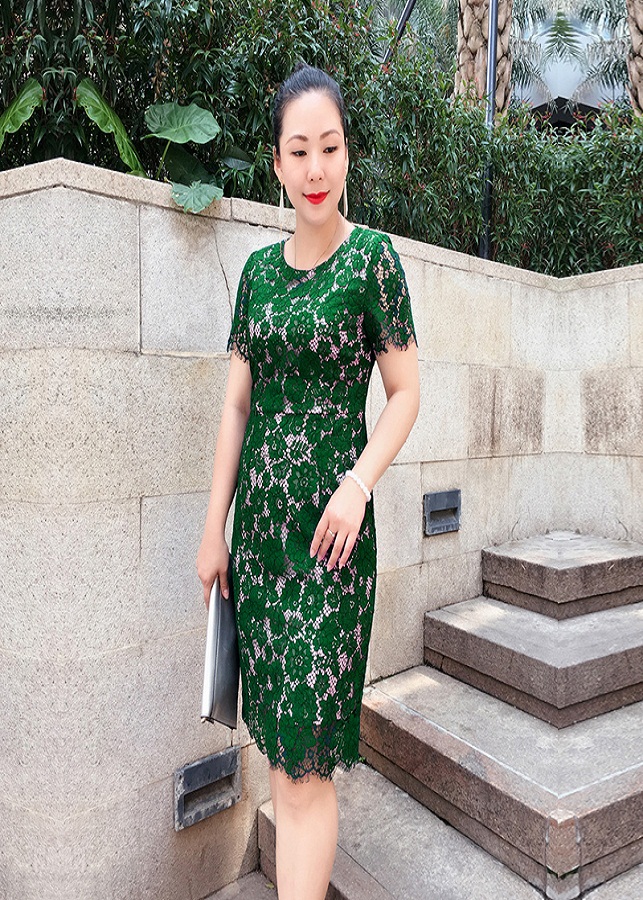Đầm Ren Mi Màu Xanh Cao Cấp