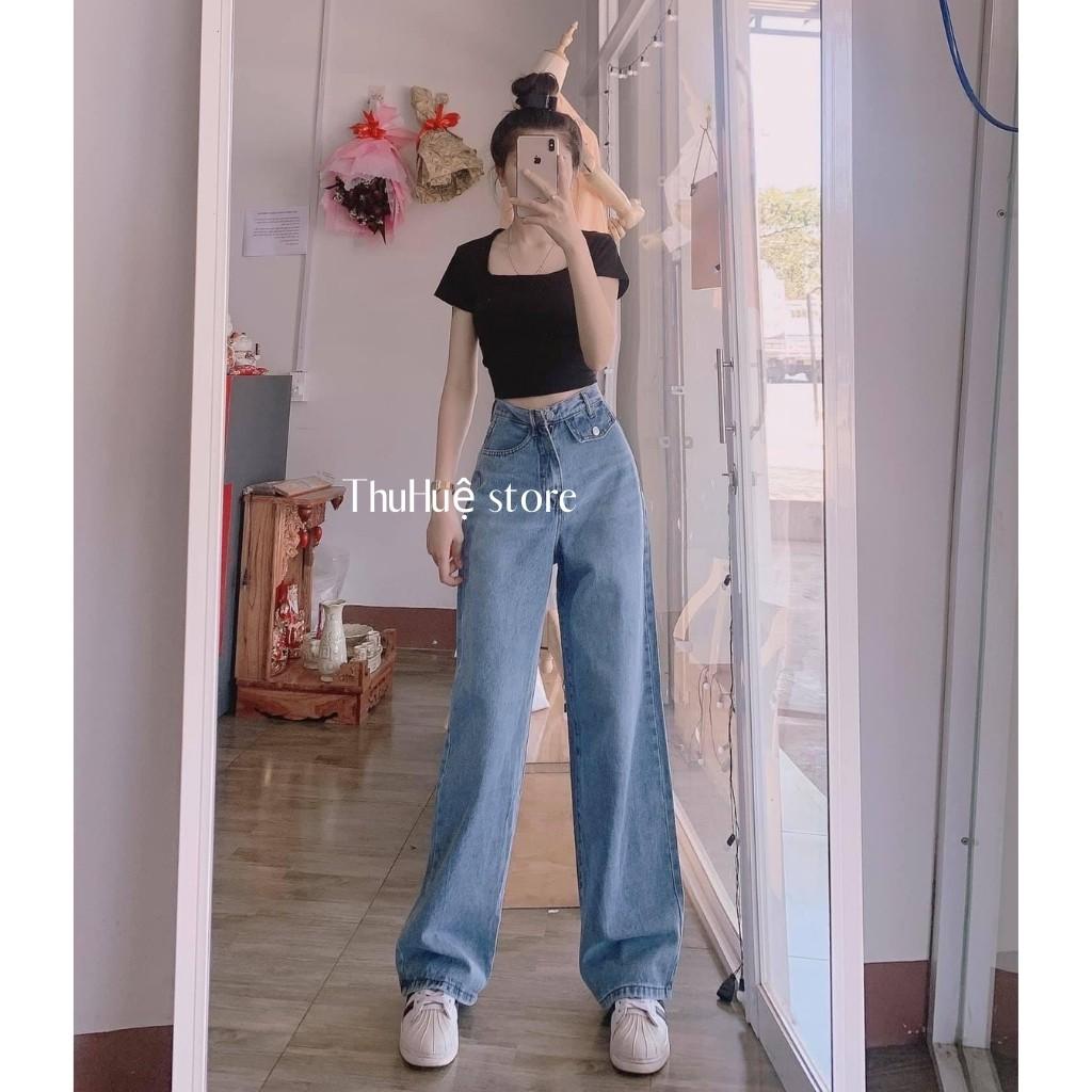 Quần Jean Nữ Ống Rộng Mã AA4 Túi Kiểu Hàng Cao Cấp From Cực Đẹp