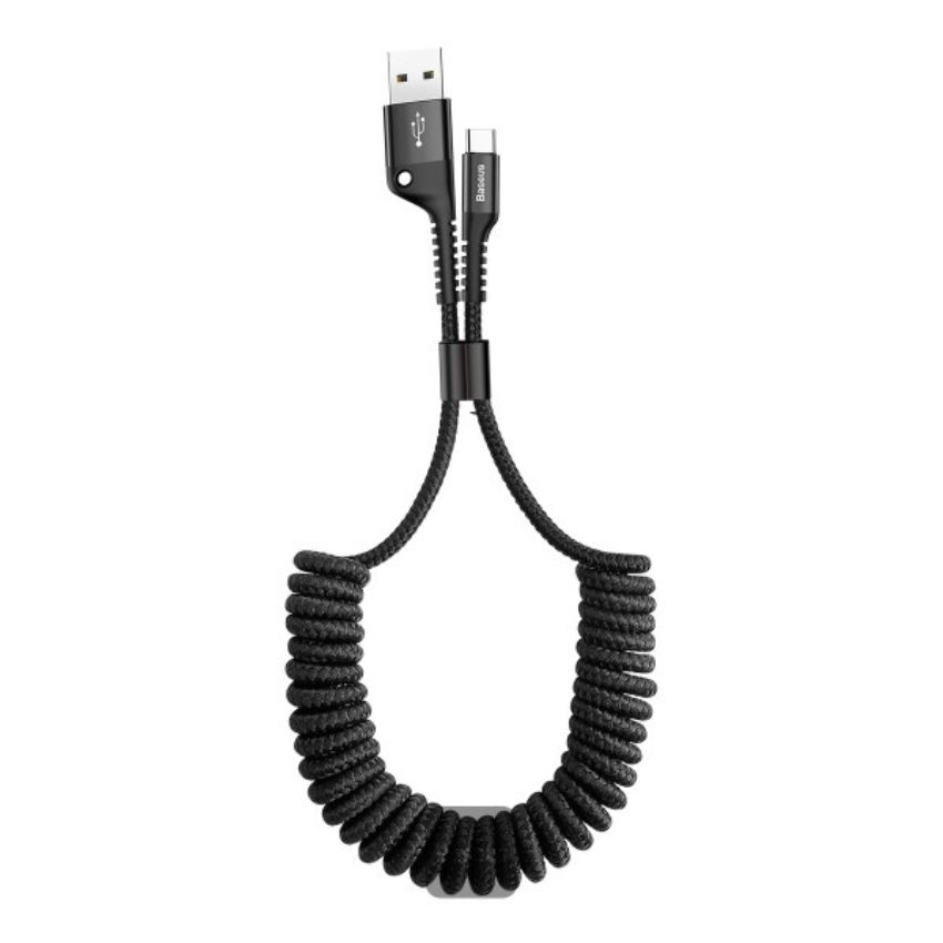 Cáp sạc Baseus Fish Eye Spring Data dây xoắn lò xo đàn hồi USB to TYPE C CATSR- Hàng chính hãng
