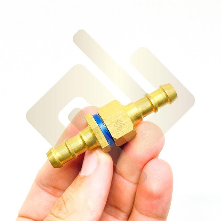 Nối thẳng hai đầu đuôi chuột nối gắn cắm ống nhựa mềm PU có trục ren tháo lắp trong ngoài - Đồng thau