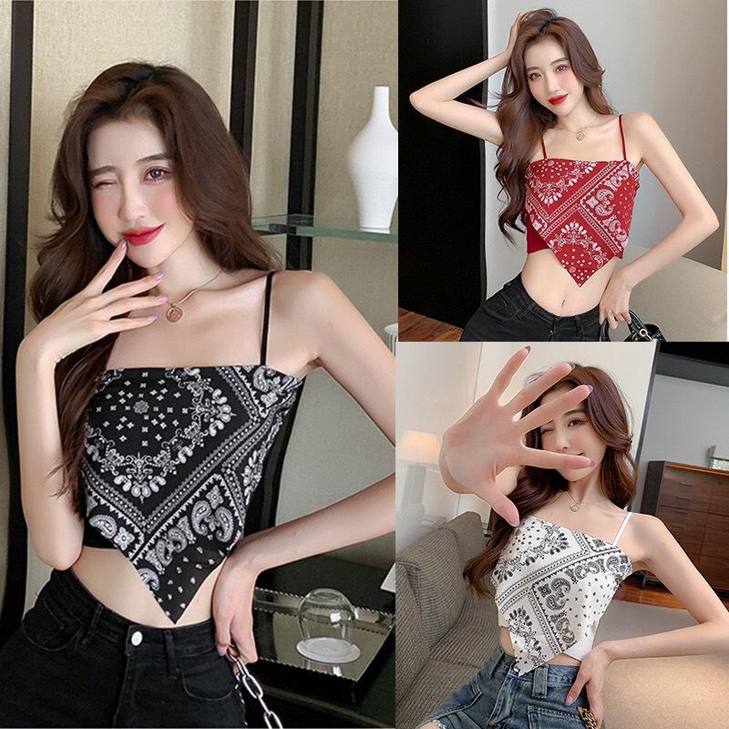 Áo yếm thổ cẩm đi biển có lớp lót, 2 dây không đệm ngực A8131
