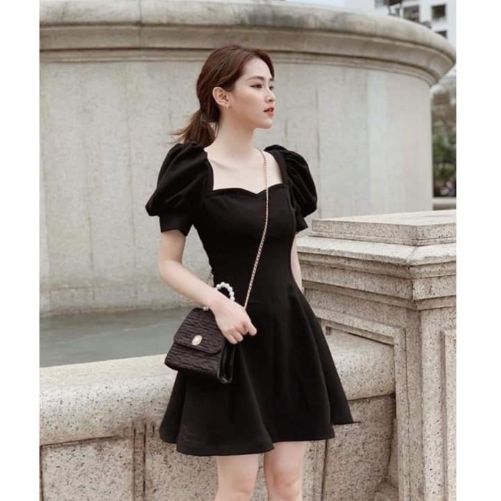 Váy Body Vai Bồng Tay Ngắn Cela Dress - Dáng Chữ A Cổ Vuông Chất Thun Cotton Mịn Đẹp - LH122