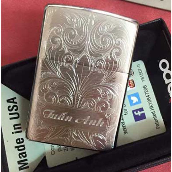 Bật Lửa ZIPPO KHẮC HOA VĂN 12 – ZIPPO 200.HV12