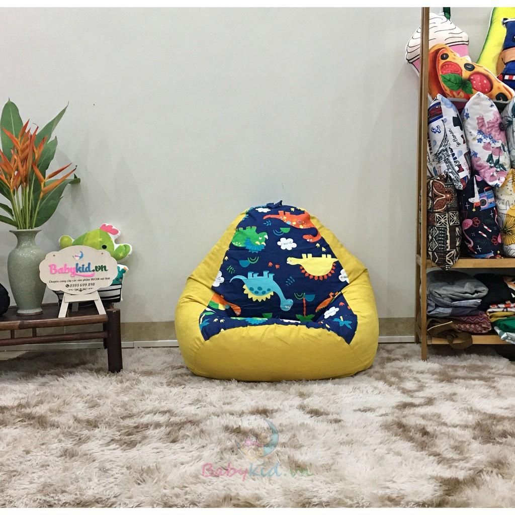 GHẾ LƯỜI - beanbag size M 80x100cm, CÓ SẴN HẠT XỐP, vải canvas hàn họa tiết mix màu