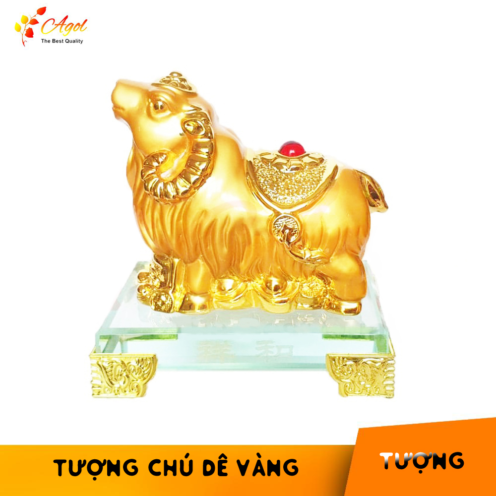 TƯỢNG CHÚ DÊ VÀNG ĐẾ THỦY TINH