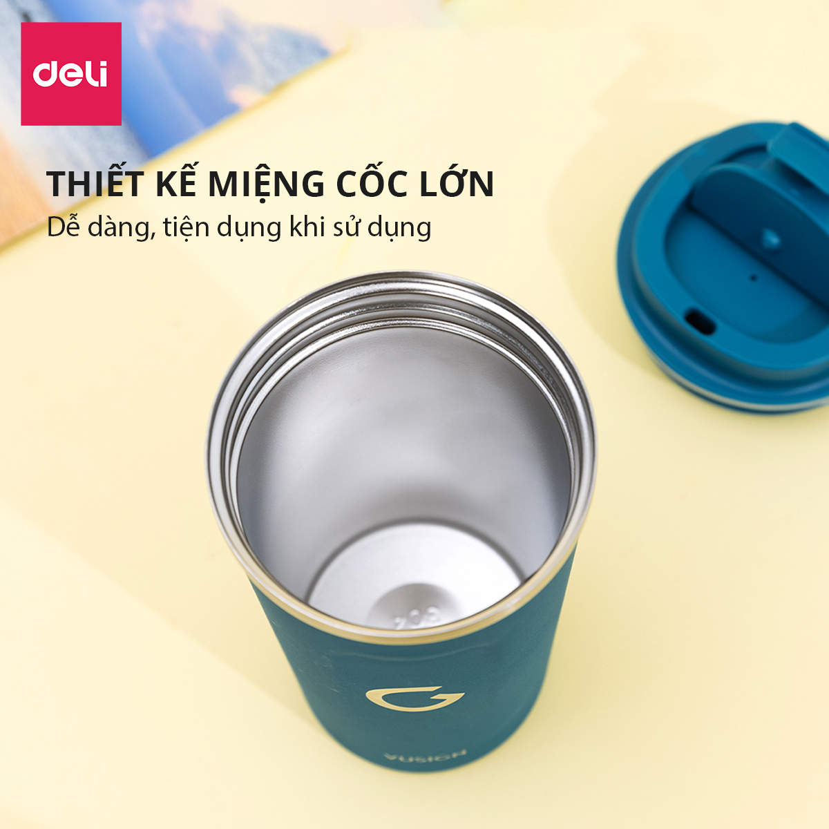 Cốc Giữ Nhiệt Nóng Lạnh Vusign Inox 304 Cao Cấp Viền Cao Su Cách Nhiệt Deli Dung Tích 510ml -Phù Hợp Cà Phê Trà Nước Ép Sinh Tố Đá Du Lịch Đi Học Tập Gym