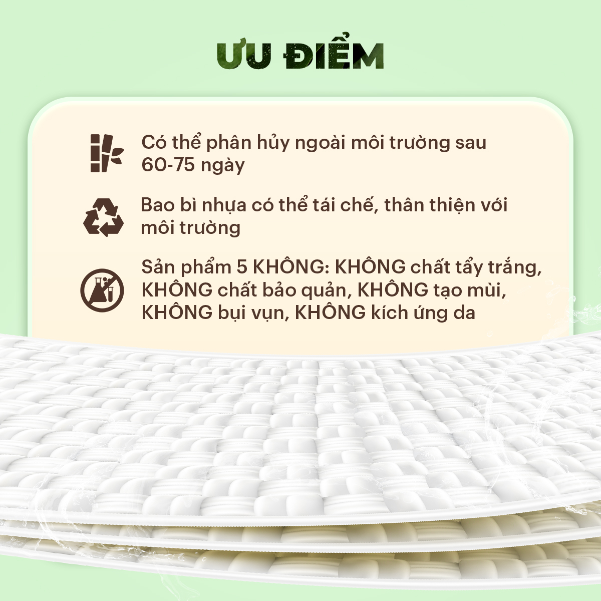 Combo 5 gói khăn giấy ướt cao cấp EcoBamboo Travel size Premium gói 1 tờ vải tre sinh thái không mùi có thể phân hủy