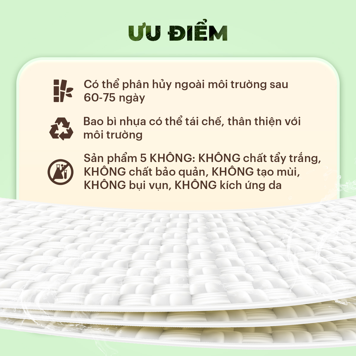 Combo 10 gói khăn giấy ướt cao cấp EcoBamboo Travel size Premium gói 1 tờ vải tre sinh thái không mùi có thể phân hủy