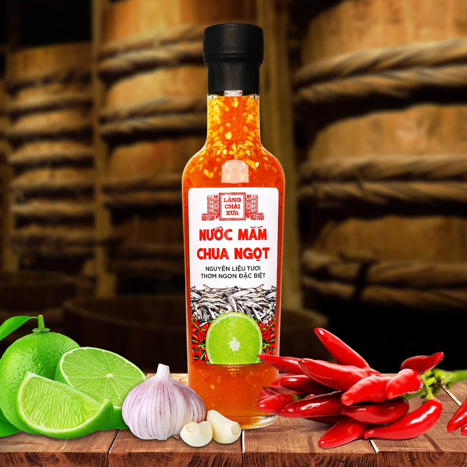 Đặc Sản Phan Thiết - Combo 4 Chai Nước Chấm Pha Sẵn Làng Chài Xưa Nguyên Liệu Tươi