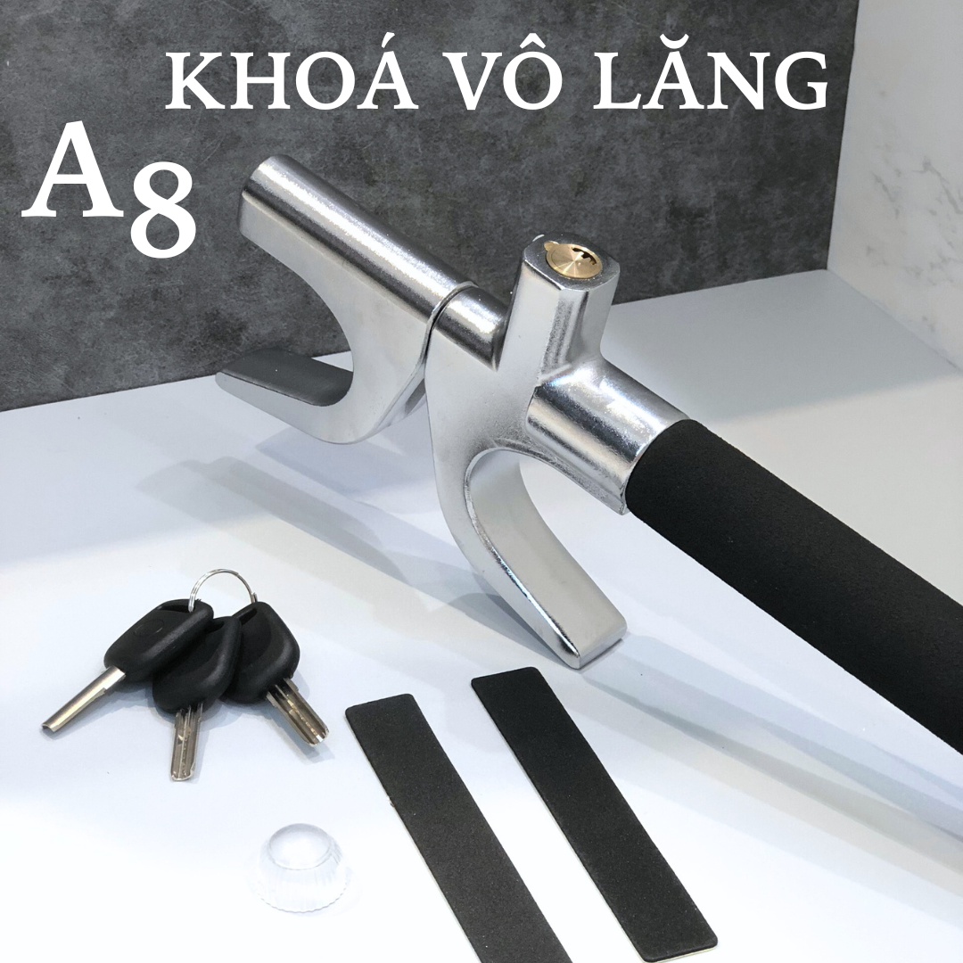 Khoá Vô Lăng Ôtô - Khoá tay lái xe hơi, đầu búa thoát hiểm + TẶNG KÈM MIẾNG MÚT DÁN CHỐNG TRẦY
