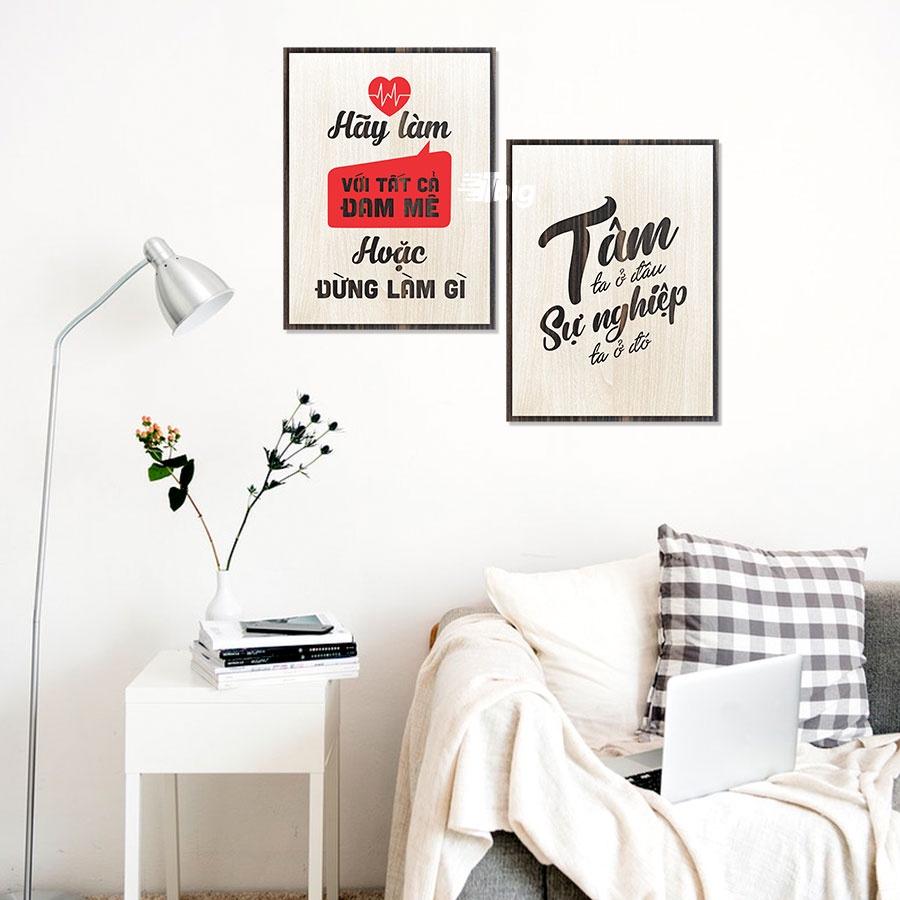 25 cặp tranh slogan set 2 tấm treo tường trang trí tạo động lực trang trí văn phong công ty