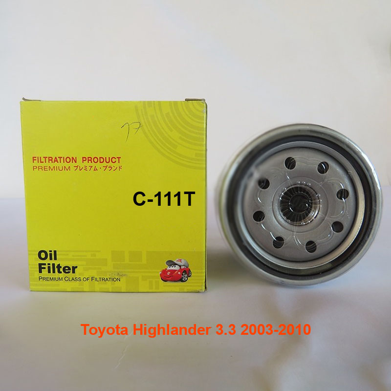 Lọc nhớt cho xe Toyota Highlander 3.3 2003, 2004, 2005, 2006, 2007, 2008, 2009, 2010 90915-20001 mã C111T-17