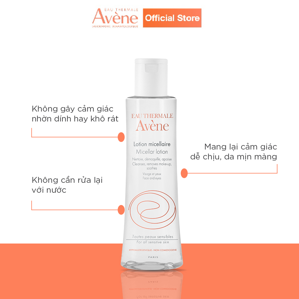 Nước tẩy trang dịu nhẹ cho mắt và toàn mặt AVÈNE MICELLAR LOTION FACE & EYES 200ml