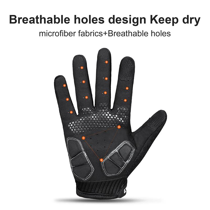 Găng tay thể thao ngoài trời Găng tay thể dục Găng tay Long Finger Winter Windproof Cycling Bike Găng tay MTB Đường Găng tay xe đạp KF401 Color: Black Size: XXL