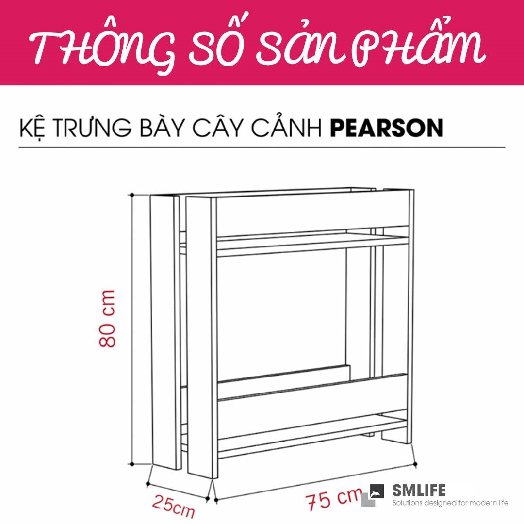 Kệ gỗ trang trí cây cảnh SMLIFE Pearson  | Gỗ MDF dày 17mm chống ẩm | D75xR25xC80cm