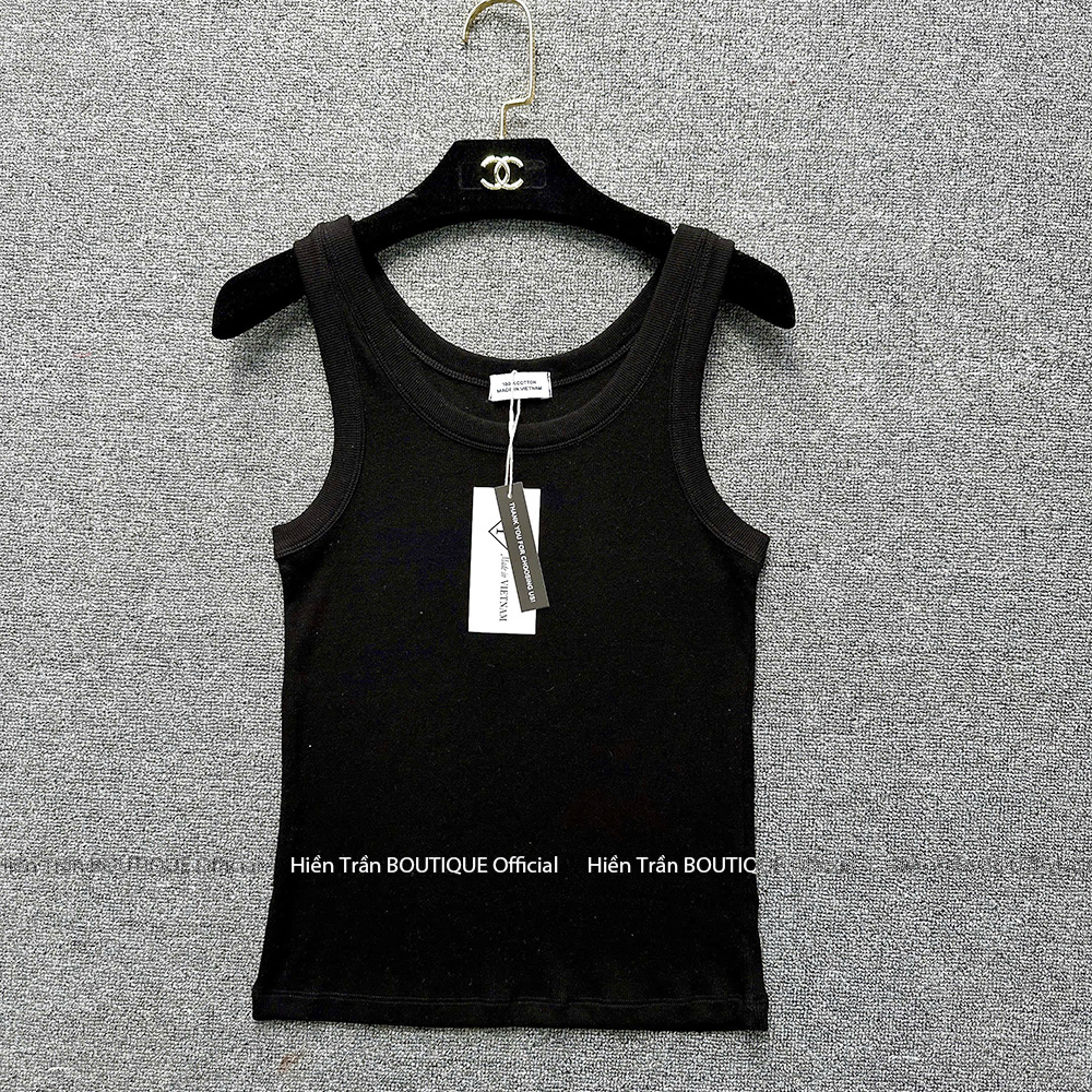 Áo sát nách, áo 3 lỗ nữ Hiền Trần BOUTIQUE form ôm không đệm ngực, chất cotton tăm lụa mềm mại, co giãn tốt- AH02