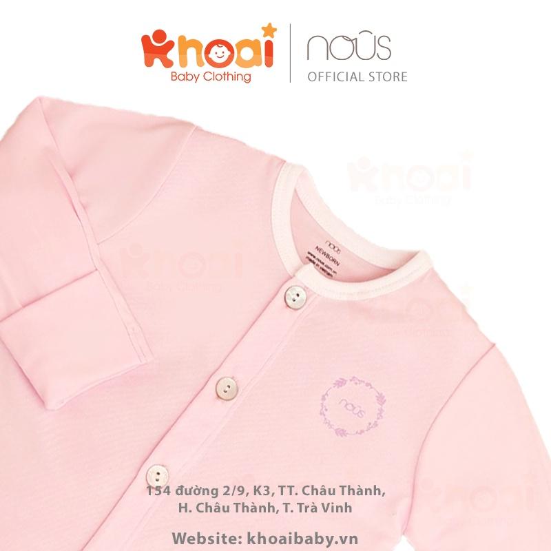 Bộ cài thẳng dài Nous hồng Newborn - Chất liệu Nu Petit 95% cotton thiên nhiên