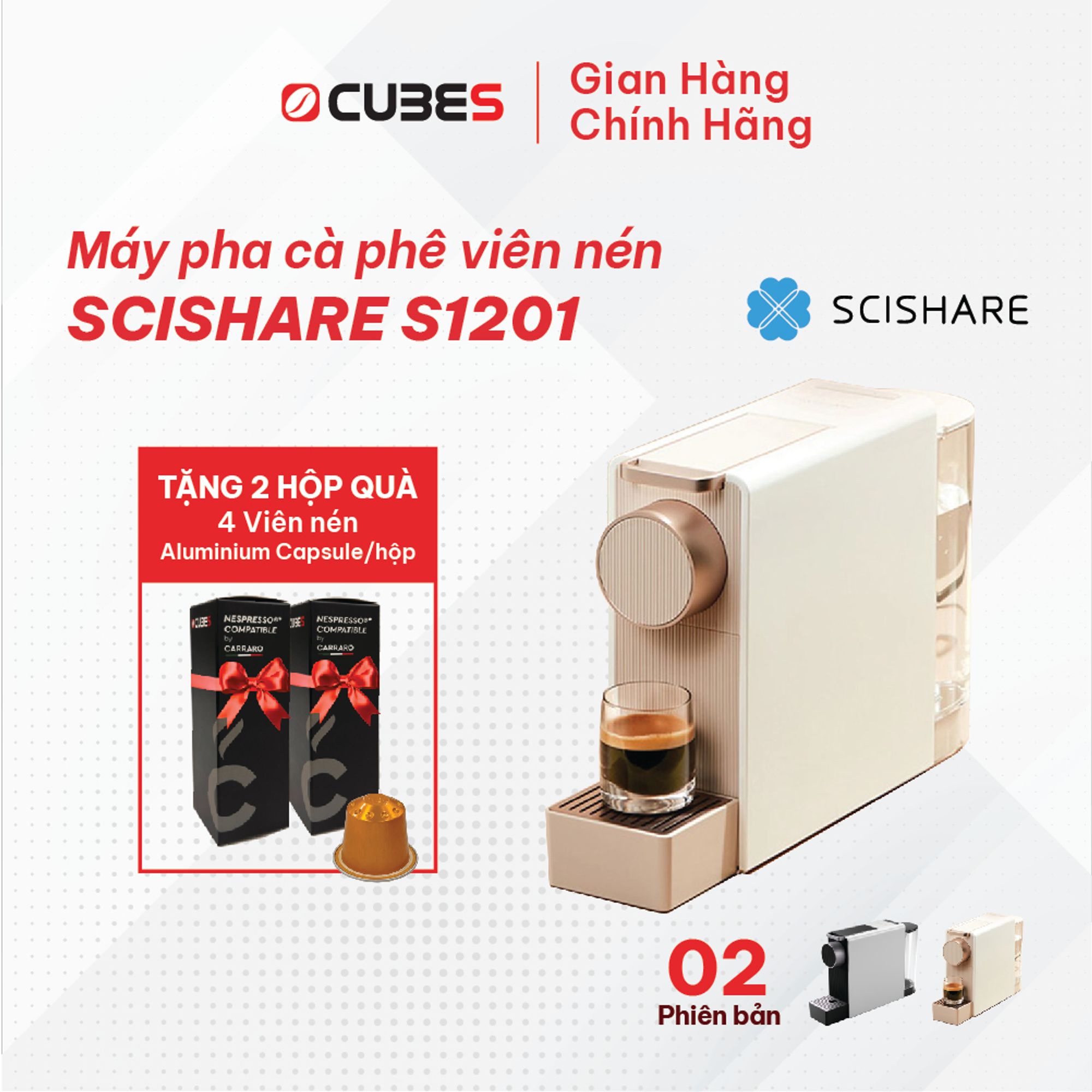 Máy pha cà phê viên nén Xiaomi SCISHARE S1201 thích hợp với máy Nespresso - Hàng nhập khẩu