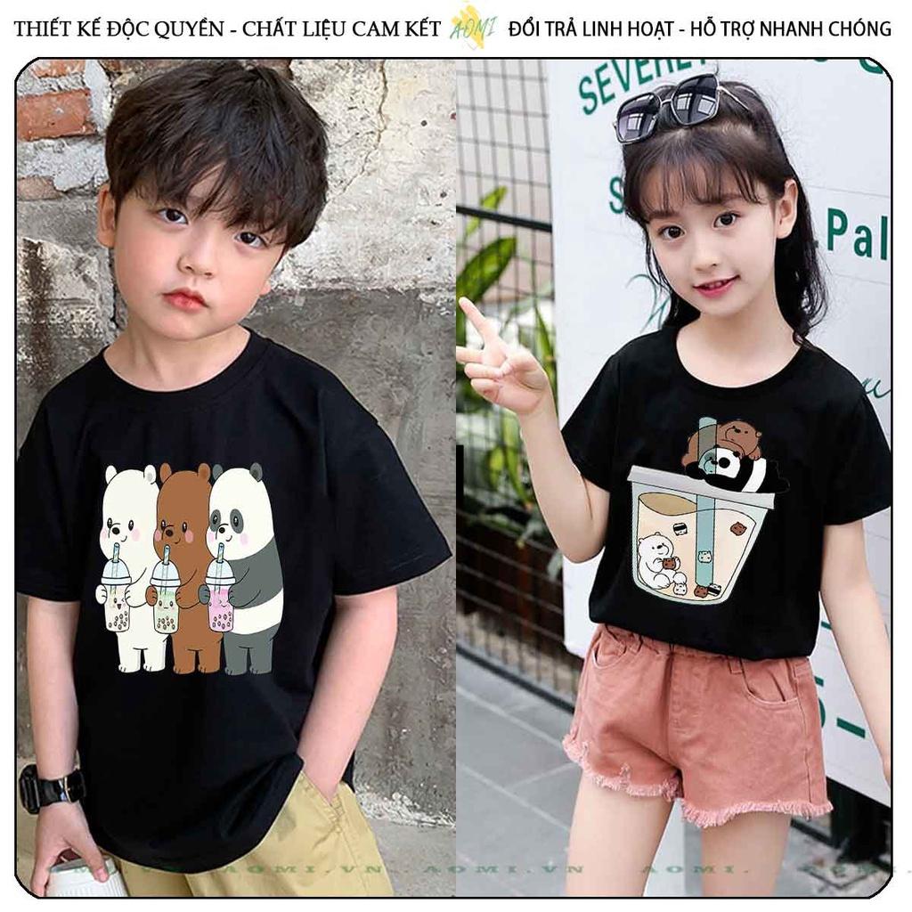 ÁO THUN WE ARE BEARS 3 CON GẤU UNISEX PHÔNG NAM NỮ GIA ĐÌNH CẶP ĐÔI ĐEN TRẮNG HỒNG SIZE TRẺ EM CHO BÉ TRAI GÁI AOMIVN