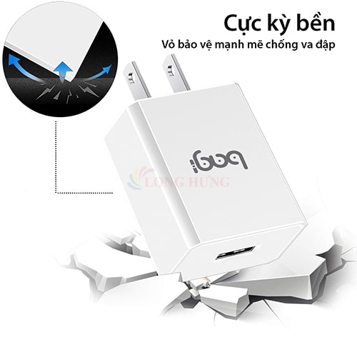 Combo cốc sạc Bagi 2A 1USB + Cáp Micro USB 1m CB-M52n - Hàng chính hãng