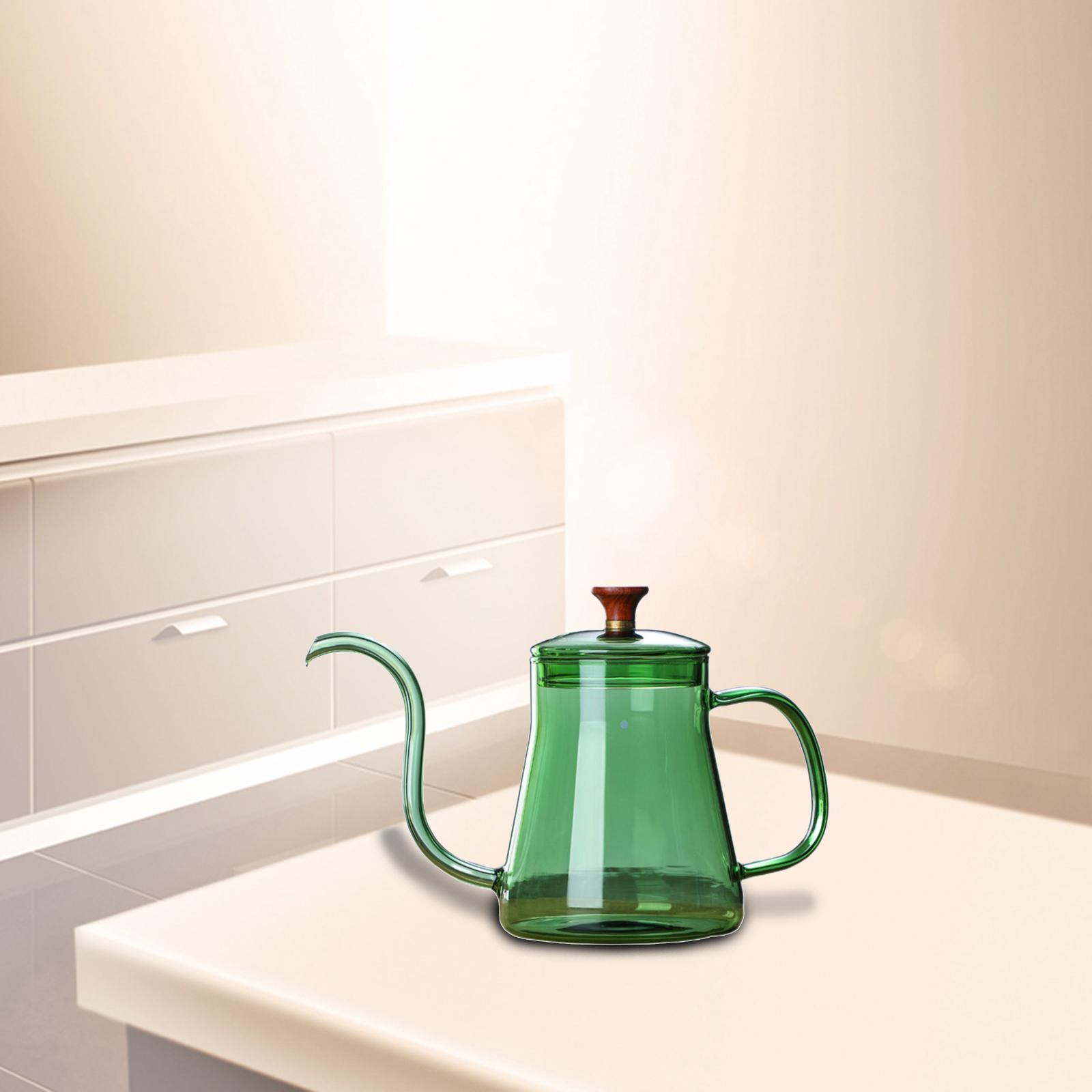 Glass Tea Pour Over Kettle Premium Grade with Lid for Drip Coffee Hand-Made Coffee and Tea Brewing